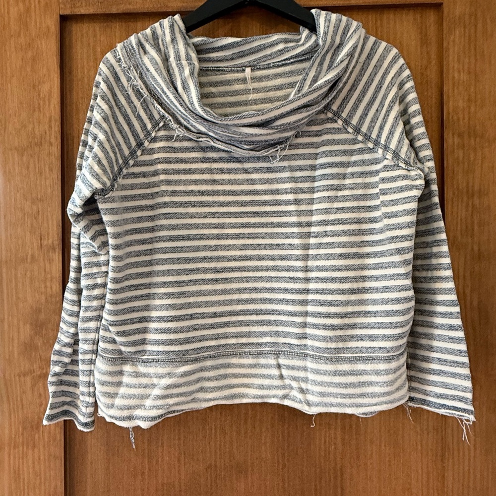 Free People raw edged cowl neck sweatshirt Medium